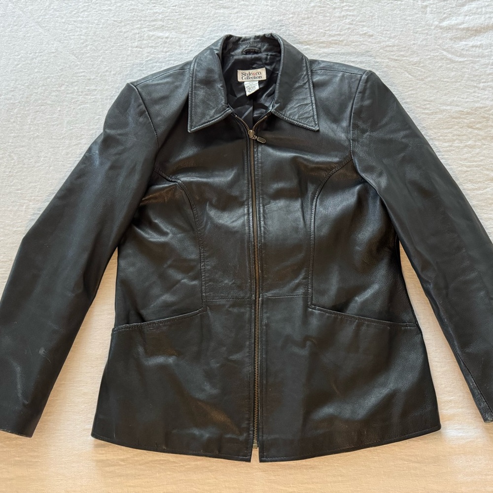Vintage Women's Black Leather Jacket M